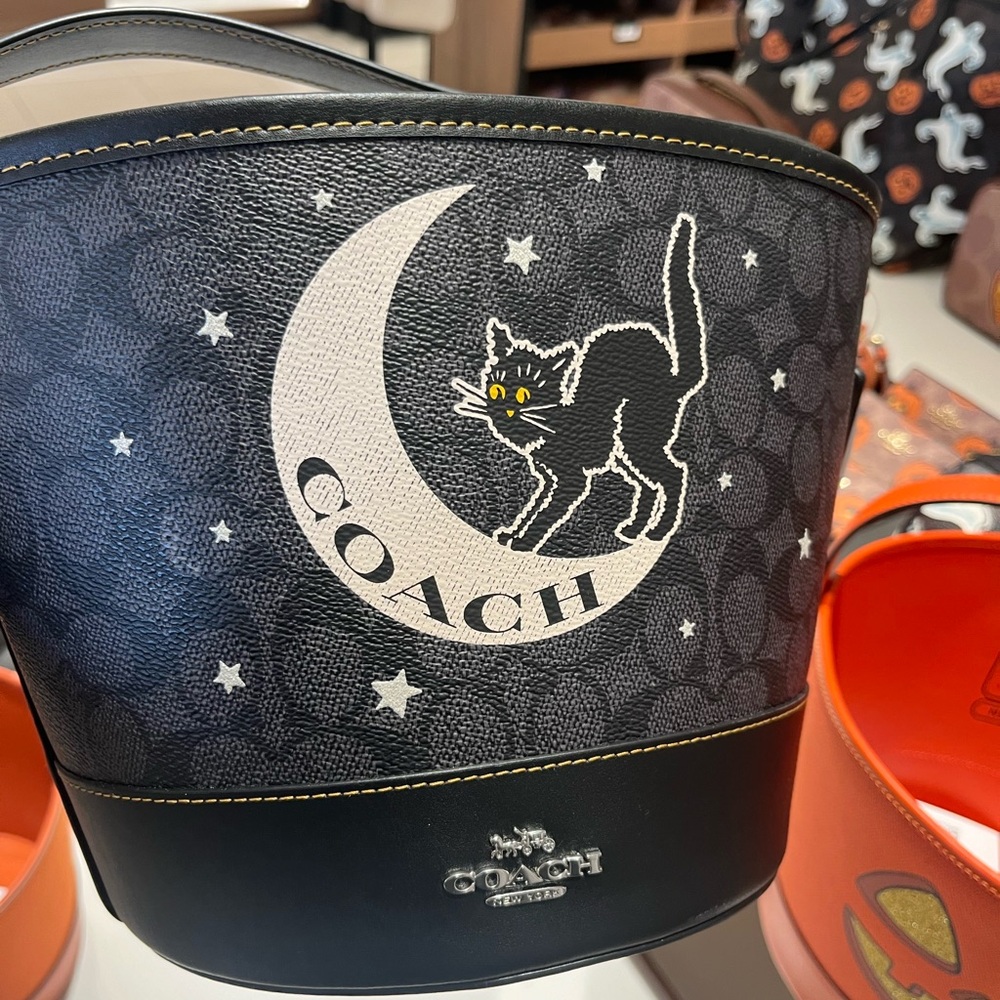 Coach Halloween Black Cat Bucket Bag - Picture 4 of 4